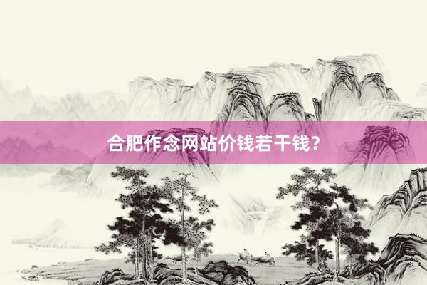 合肥作念网站价钱若干钱？